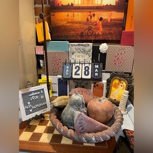 Terracotta fruit bowl, oversized fruit with gorgeous detail and texture.
